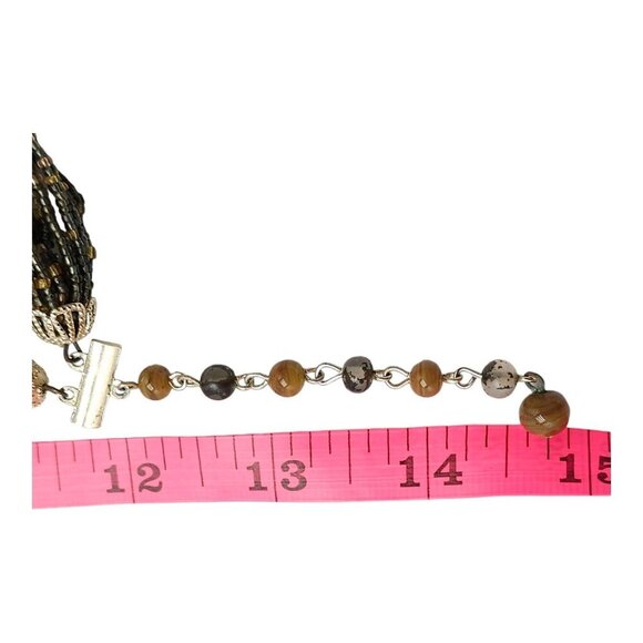 Multi Strand Beaded Statement Necklace Gold Tone Hook Clasp JAPAN Vintage - Picture 8 of 8